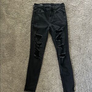 American Eagle Outfitters Black Ripped Skinny Jeans
